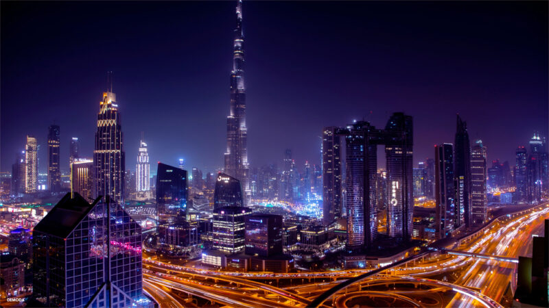 Hình nền máy tính về đêm Burj Khalifa Dubai 5K