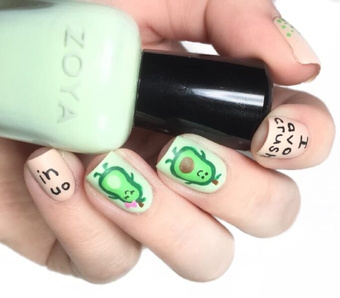 Mẫu nail hình quả bơ đáng yêu