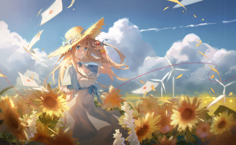 Ảnh Anime Hoa Hướng Dương đẹp dưới nắng