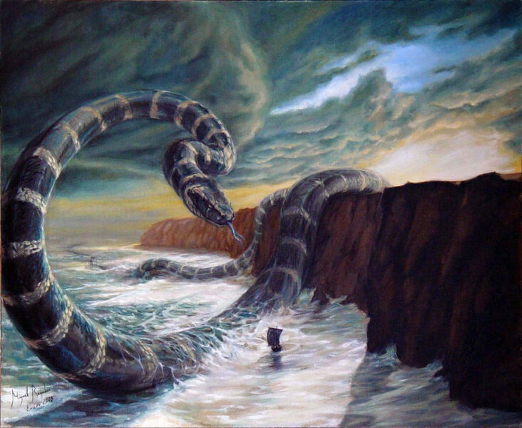 Hình ảnh thuyền hình con rắn khổng lồ