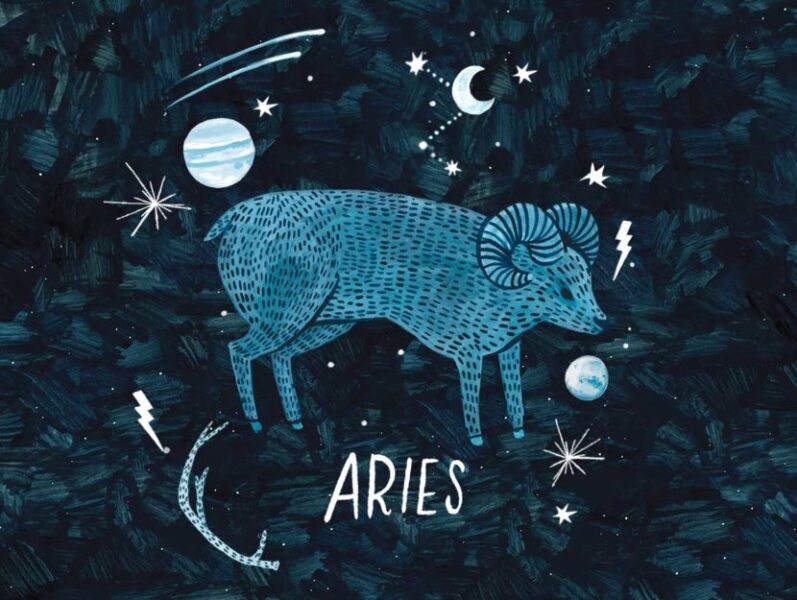 Ảnh cung Bạch Dương biểu tượng cừu màu xanh