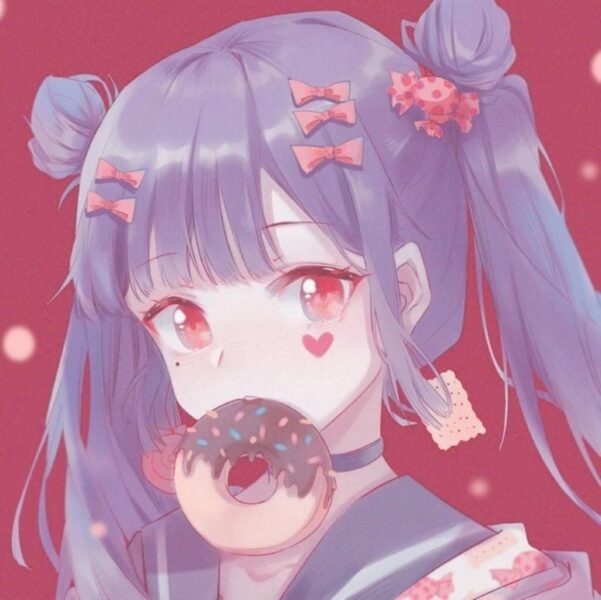 Ảnh đại diện avt anime ngậm bánh donut