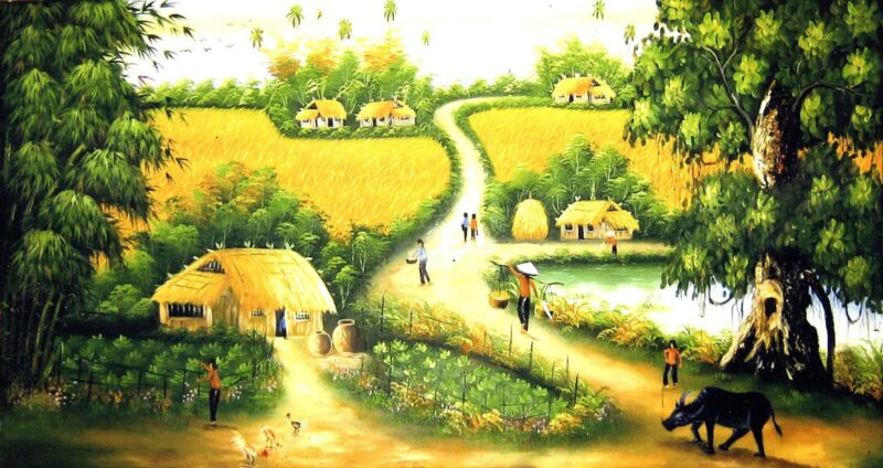 ảnh làng quê Việt Nam qua tranh vẽ