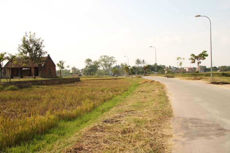 ảnh làng quê Việt Nam với con đường sau mùa gặt