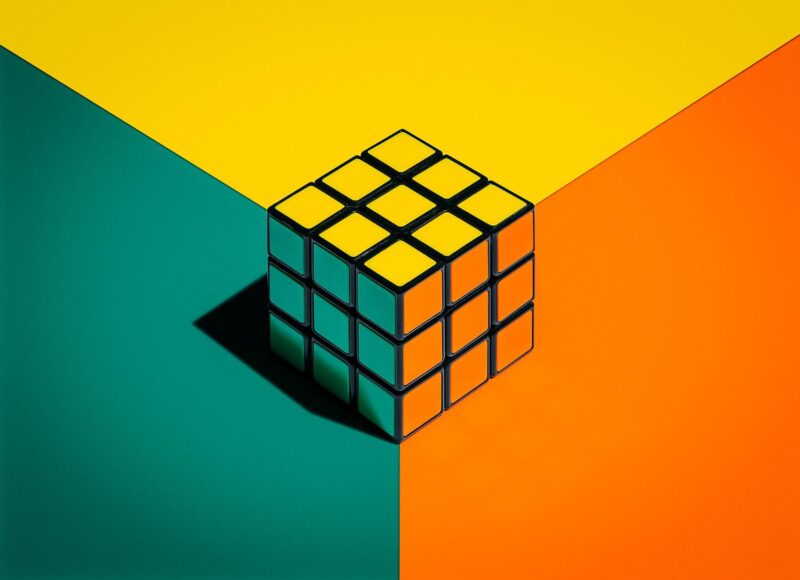 Rubiks màu xanh vàng cam Foto
