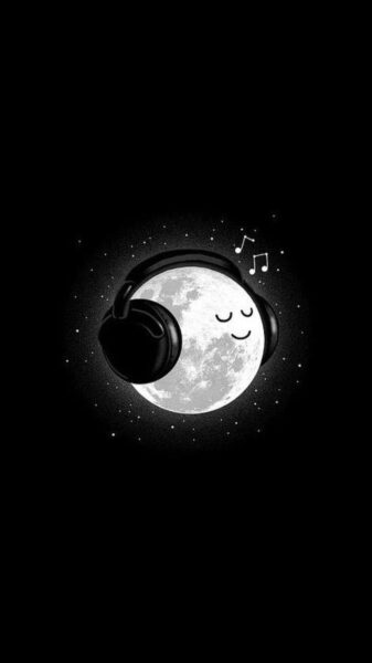 Avatar blanco y negro luna triste escuchando música