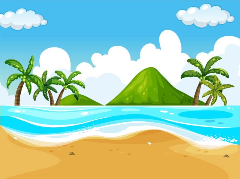 Background biển xanh cùng cây dừa