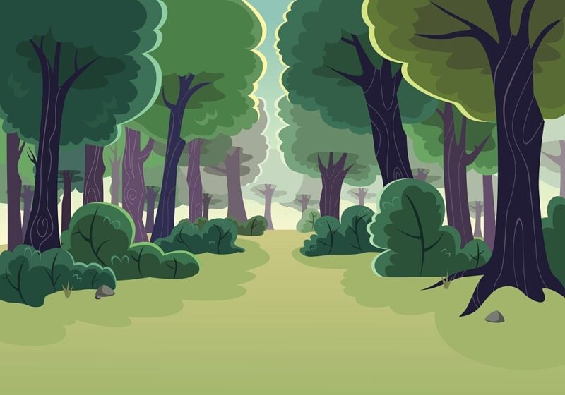 Background rừng cây xanh hoạt hình