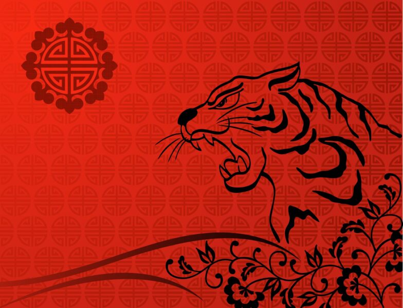 Roter Tiger des schönen alten Hintergrundes