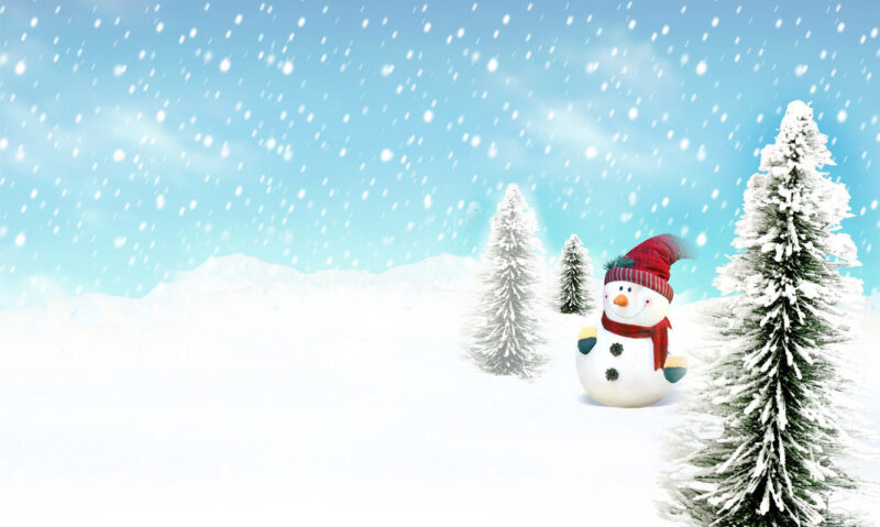 Background giáng sinh cây thông và người tuyết