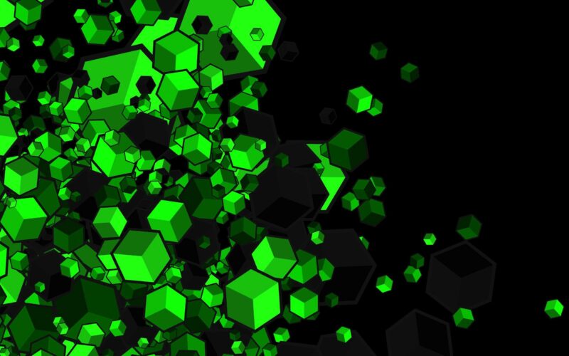 background xanh lá 3D lục giác