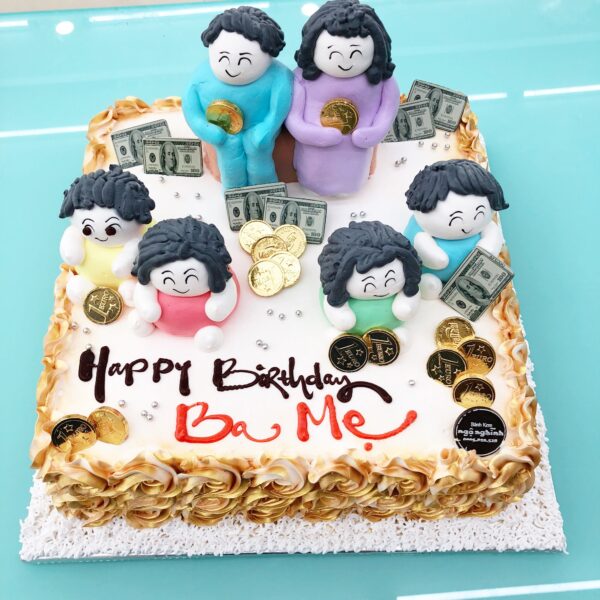 bánh sinh nhật bố họa tiết gia đình sum vầy