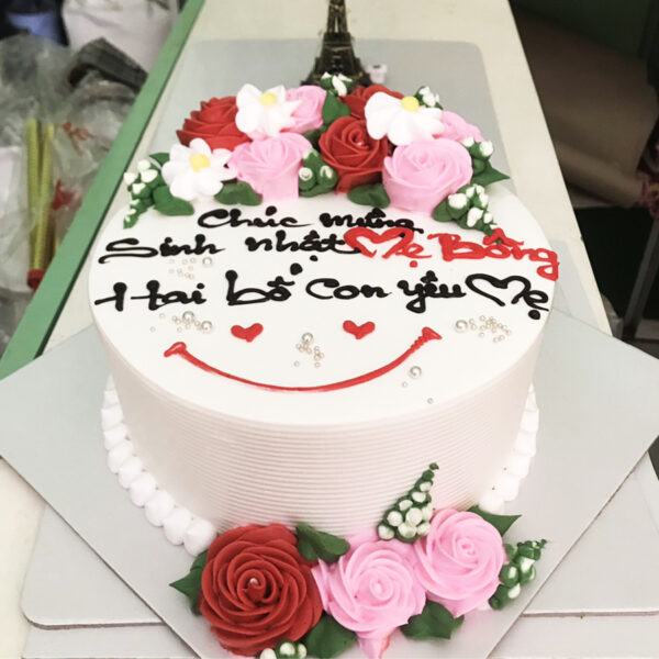 bánh sinh nhật bố trắng kem đẹp