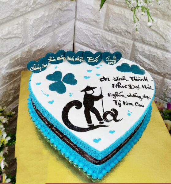 bánh sinh nhật bố viền xanh biển siêu đẹp