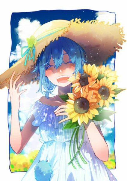 Hình ảnh anime hoa hướng dương cùng ánh nắng