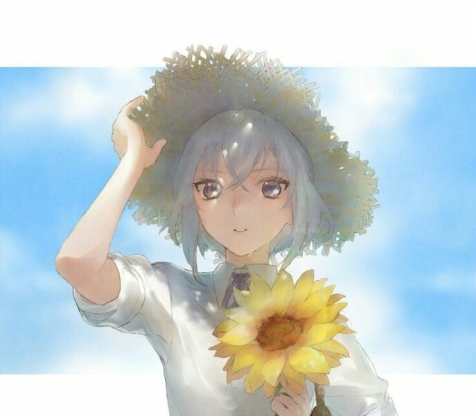 Hình ảnh anime hoa hướng dương dưới ánh nắng