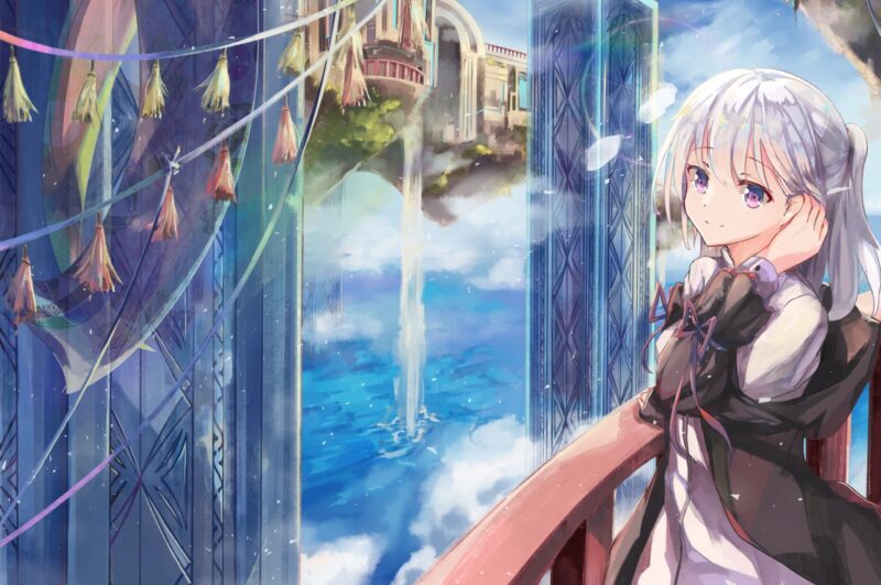 Hình ảnh anime tóc bạch kim ngắm nhìn vương quốc