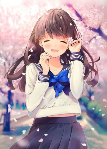 ảnh anime cô gái cười vui vẻ