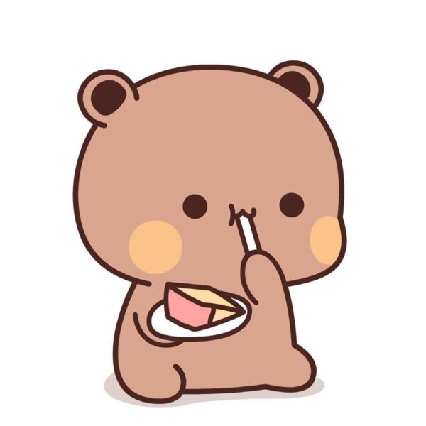 Hình ảnh avatar gấu ăn bánh