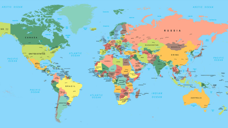 Hình ảnh bản đồ thế giới nhiều màu