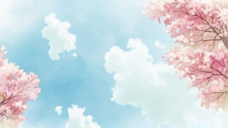 hình ảnh bầu trời và hoa anime