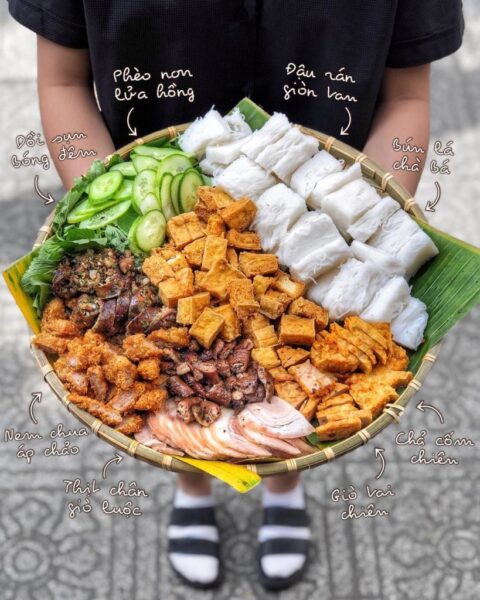 Hình ảnh bún đậu mắm tôm có chú thích