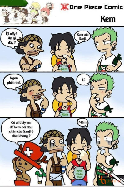 Hình ảnh chế One Piece - ăn kem bôi đau chân