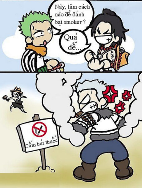 Hình ảnh chế One Piece - đánh bại Smoker
