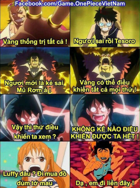 Hình ảnh chế One Piece - Nami sai khiến Luffy