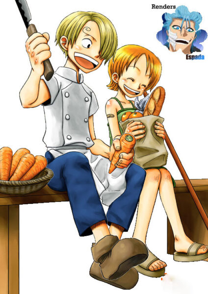 Hình ảnh chế One Piece - Sanji ngồi cạnh Nami