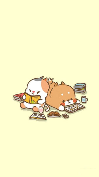 hình ảnh chó cute chibi đọc sách