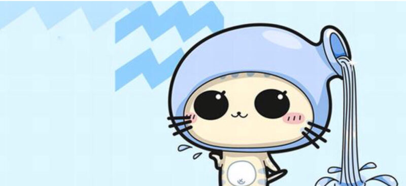 Hình ảnh cung Bảo Bình chú mèo đáng yêu