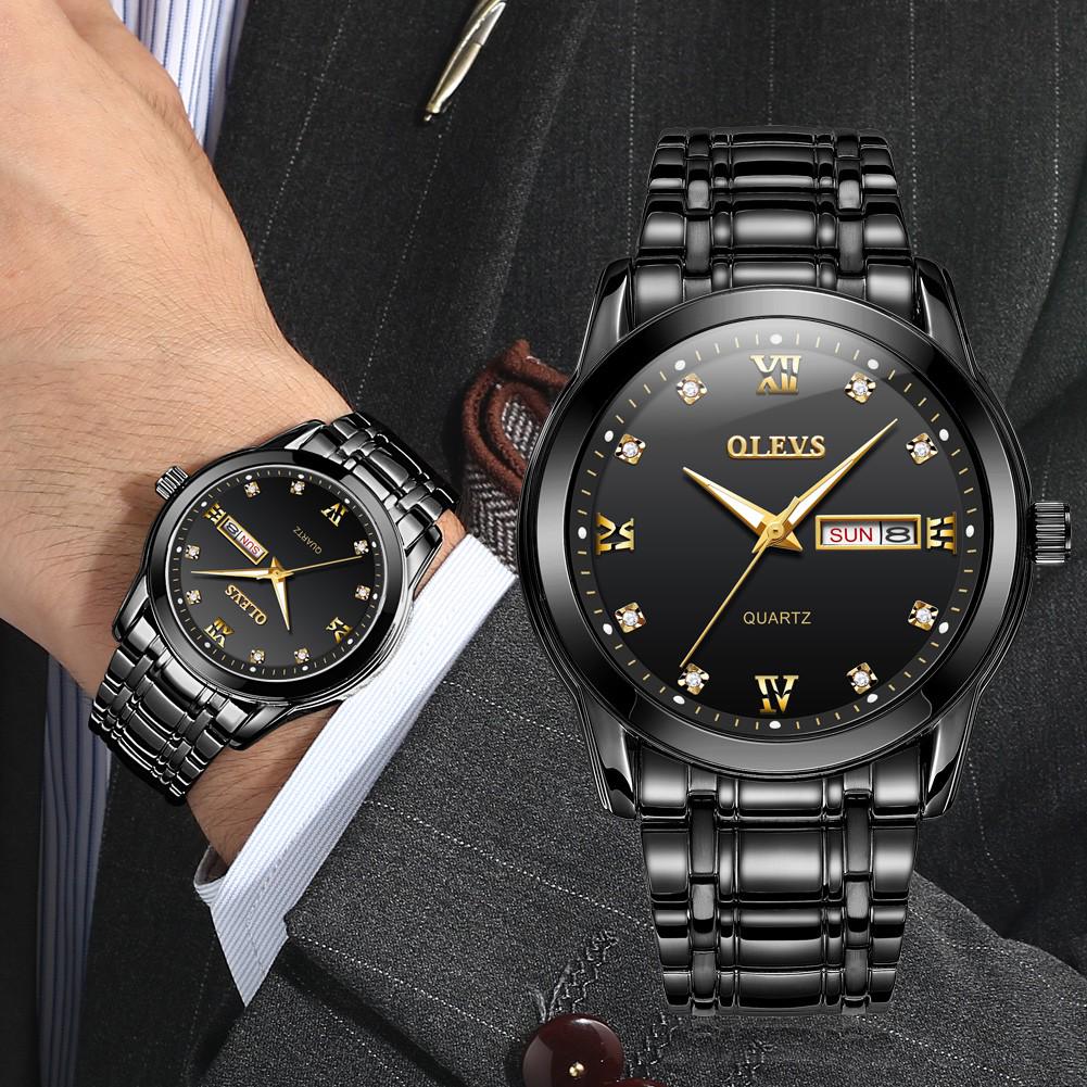 Hình ảnh đồng hồ đeo tay nam màu đen ánh vàng
