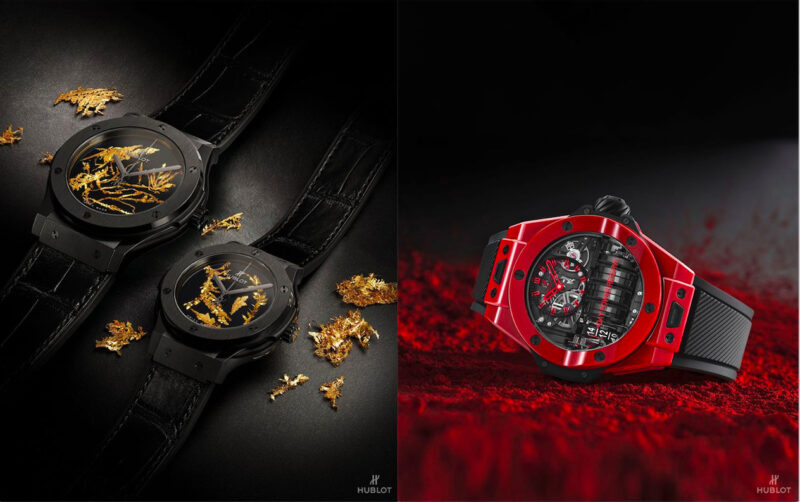 Hình ảnh đồng hồ hublot phiên bản đỏ và đen