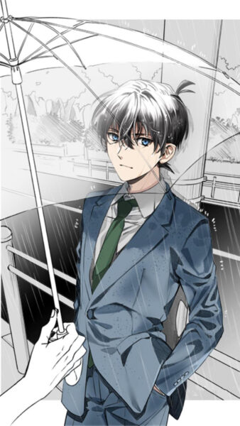 Hình ảnh Kudo Shinichi đứng dưới mua