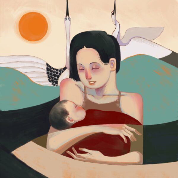 Hình ảnh mẹ ru con ngủ bằng bài hát con cò