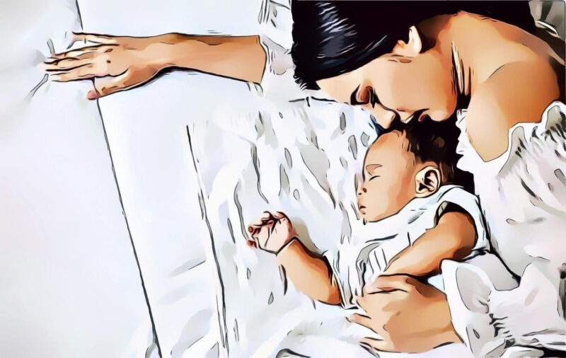 Hình ảnh mẹ ru con ngủ tranh vẽ độc đáo