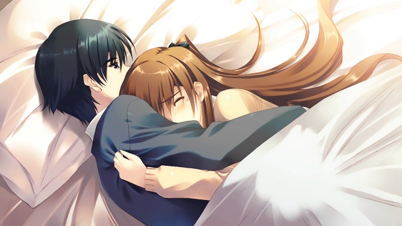Cartoon-Bild, das zeigt, wie man einen Liebhaber zum Schlafen umarmt