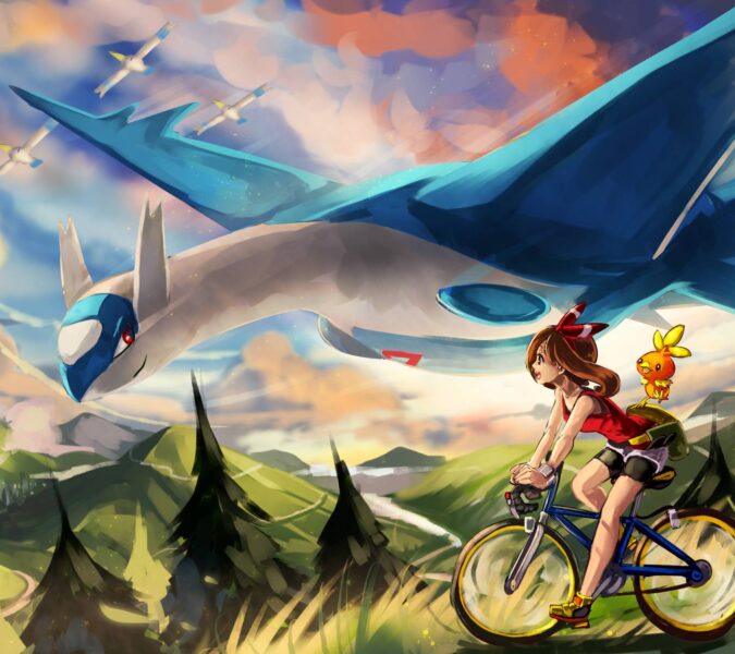 Hình ảnh pokemon xy đạp xe trên núi