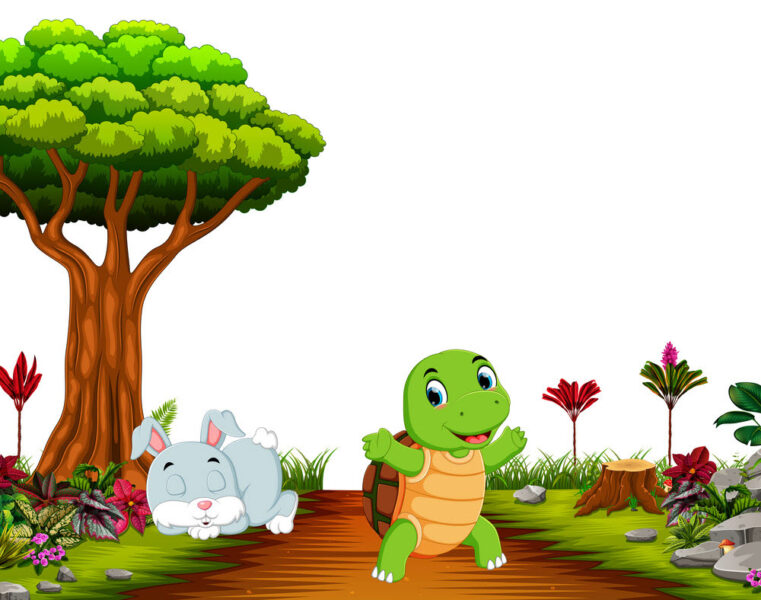 Hình ảnh rùa và thỏ hoạt hình