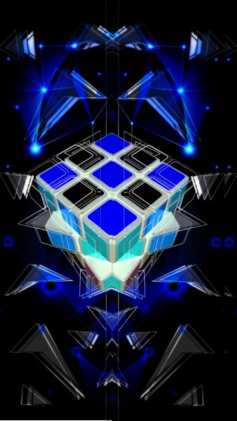 Das blaue und schwarze Rubik-Bild in bester Qualität