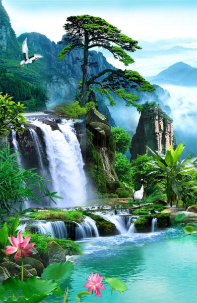 Hình ảnh thác nước phong thủy