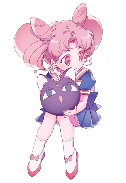 Hình ảnh thủy thủ mặt trăng bên chiếc gối hình mèo