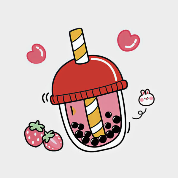 Hình ảnh trà sữa hoạt hình chú thỏ trắng