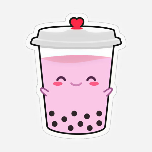 Hình ảnh trà sữa hoạt hình có hình trái tim