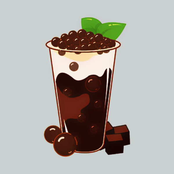 Hình ảnh trà sữa hoạt hình trà sữa chân đâu đường đen bạc hà