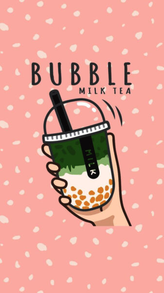 Hình ảnh trà sữa hoạt hình trân châu trắng lá dứa