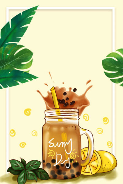 Hình ảnh trà sữa hoạt hình tươi mát hương socola