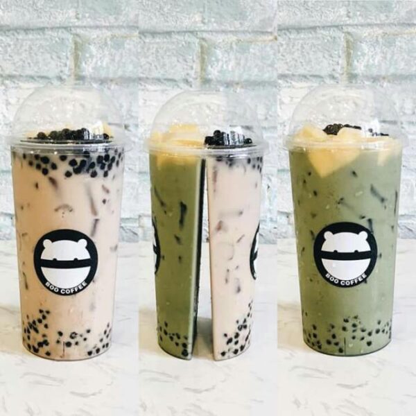 hình ảnh trà sữa tự chụp độc lạ cốc chia làm hai với hai vị khác nhau