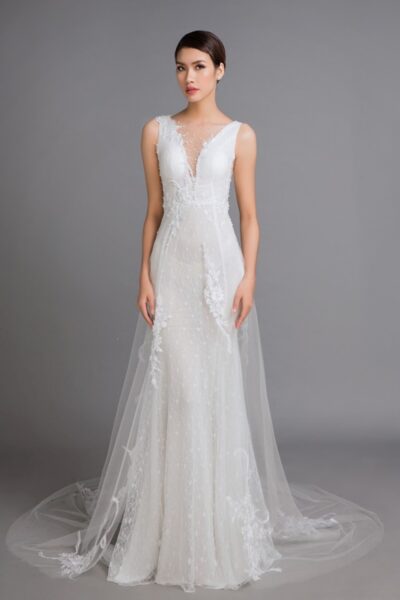 Hình ảnh váy cưới không tay đơn giản